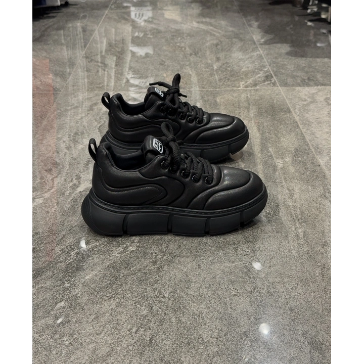 Marco Siyah Deri Yüksek Taban Spor Ayakkabı