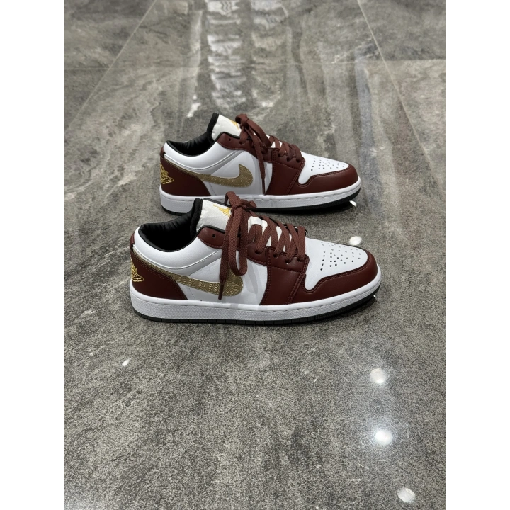 Nıke Air Jordan 1 Low Bordo Beyaz Altın Detaylı