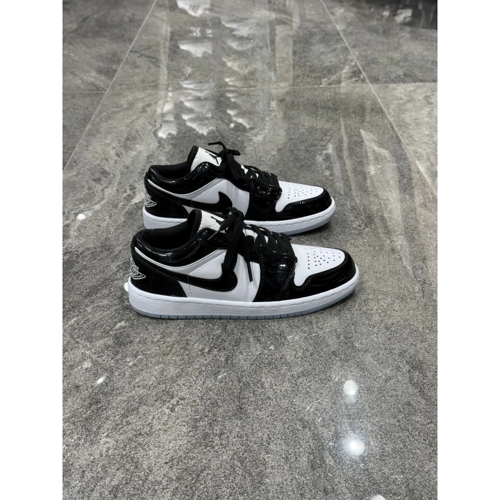 Nıke Air Jordan 1 Low Siyah Rugan Beyaz Detaylı