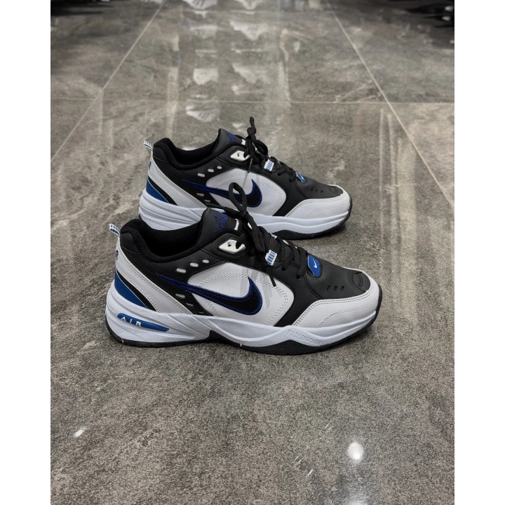 Nike Air Monarch Siyah Beyaz Mavi Detaylı
