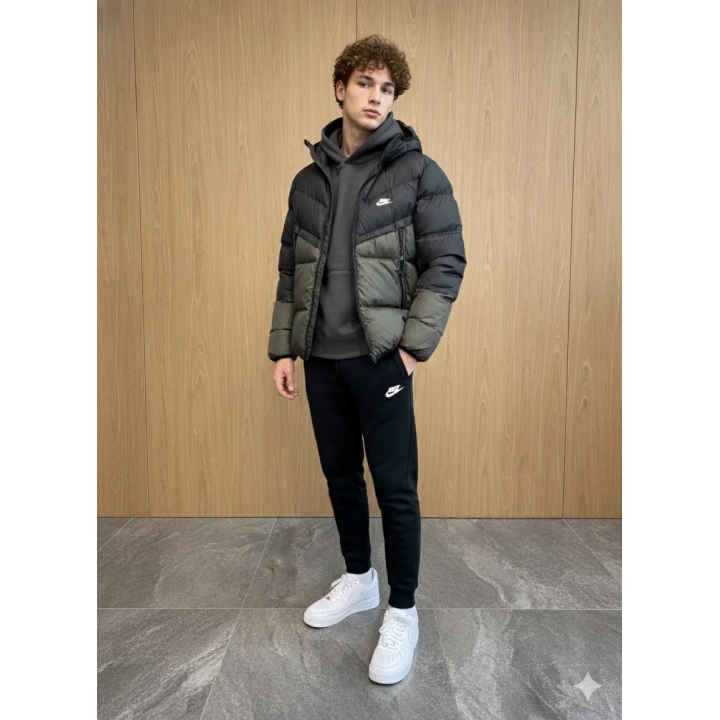 Nıke Storm Fıt Wındrunner Prımaloft Siyah Haki Mont