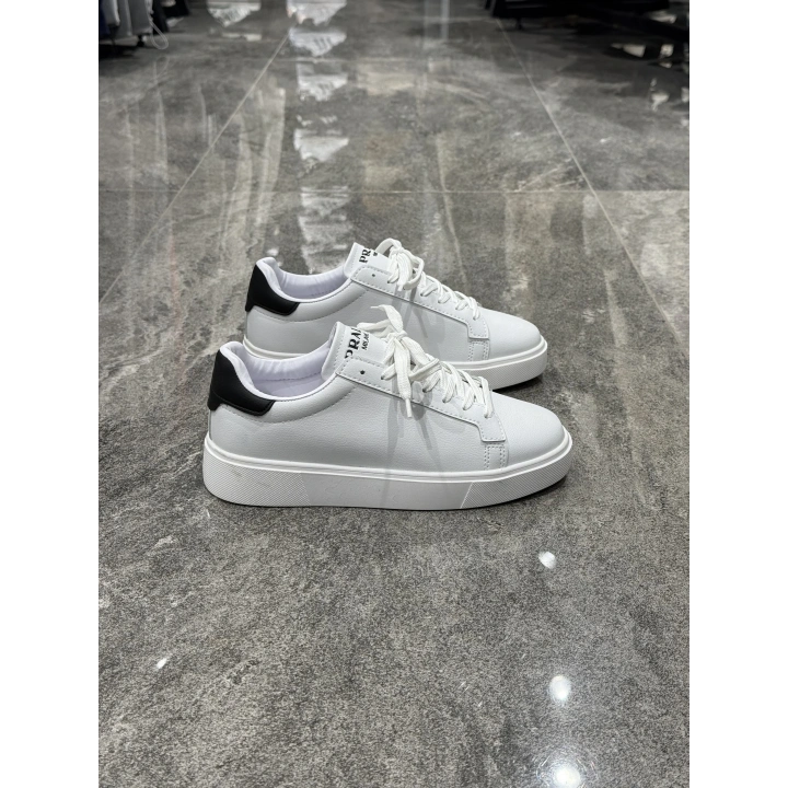 Prada Beyaz Siyah Topuk Günlük Klasik Spor Ayakkabı