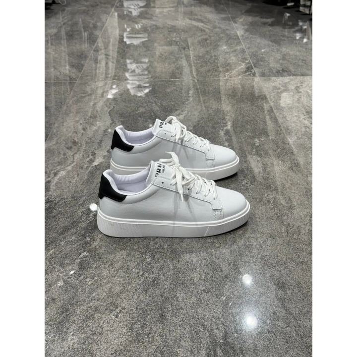 Prada Beyaz Siyah Topuk Günlük Klasik Spor Ayakkabı