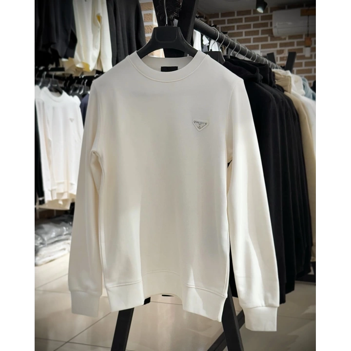 Prada beyaz üç iplik Sweatshirt