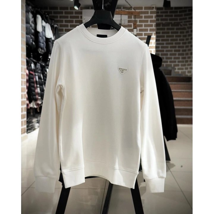 Prada beyaz üç iplik Sweatshirt