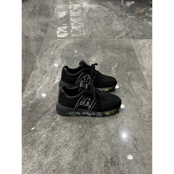 Premiata Lander Full Siyah Beyaz X Logolu Sneaker