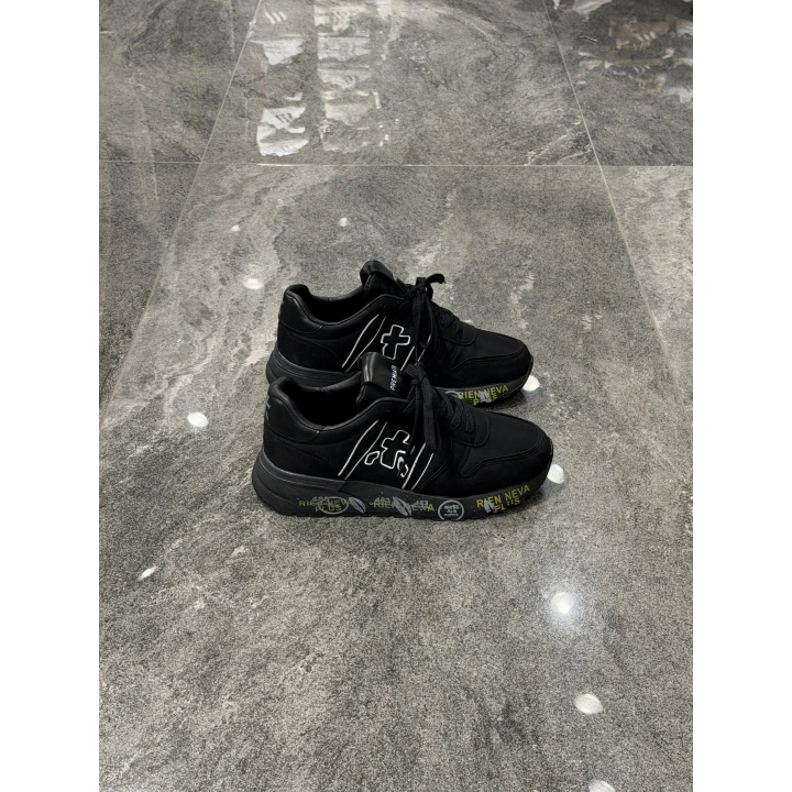 Premiata Lander Full Siyah Beyaz X Logolu Sneaker