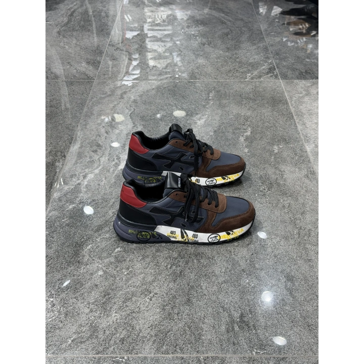 Premiata Lander Kahve Gri Siyah X Logolu Sneaker