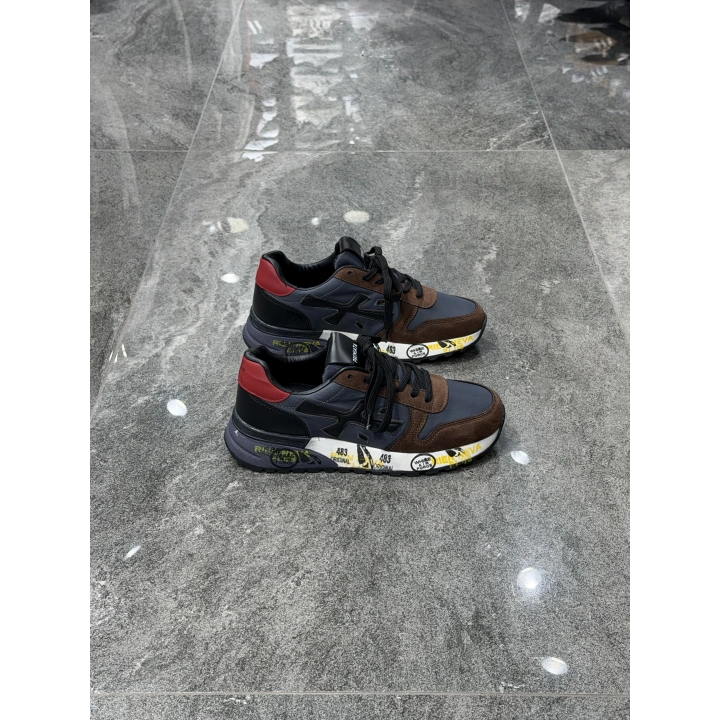 Premiata Lander Kahve Gri Siyah X Logolu Sneaker