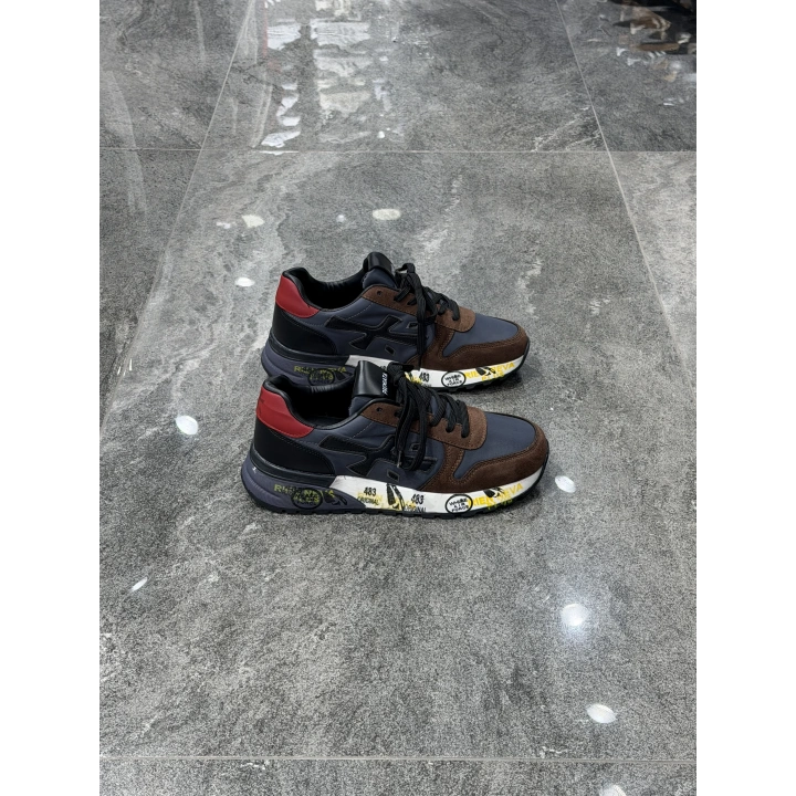 Premiata Lander Kahve Gri Siyah X Logolu Sneaker