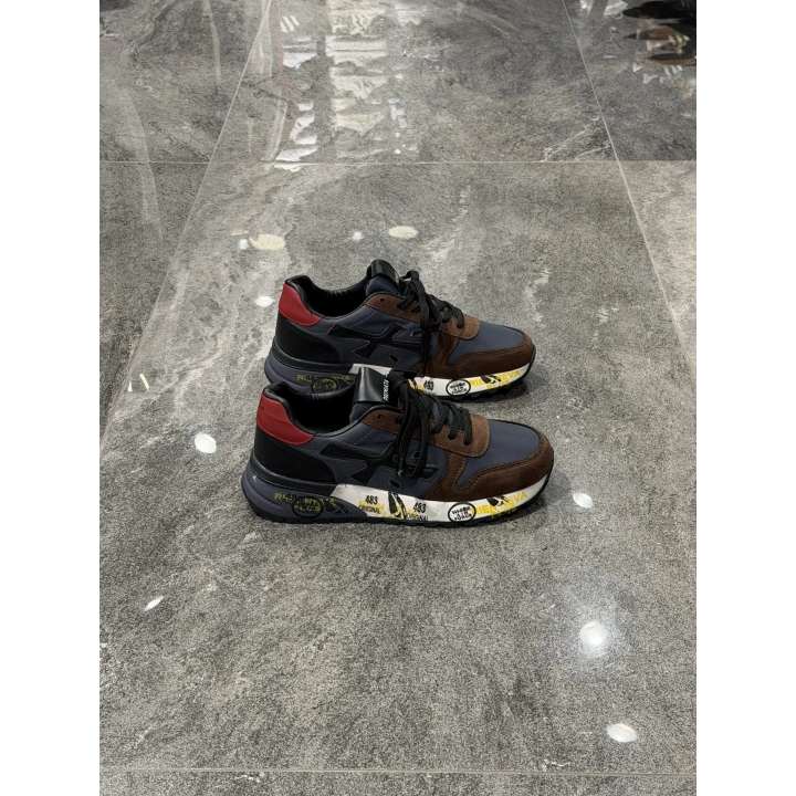 Premiata Lander Kahve Gri Siyah X Logolu Sneaker