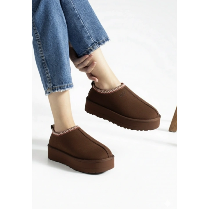 UG İçi Kürklü Kalın Tabanlı Kısa Kahve Kadın Bot