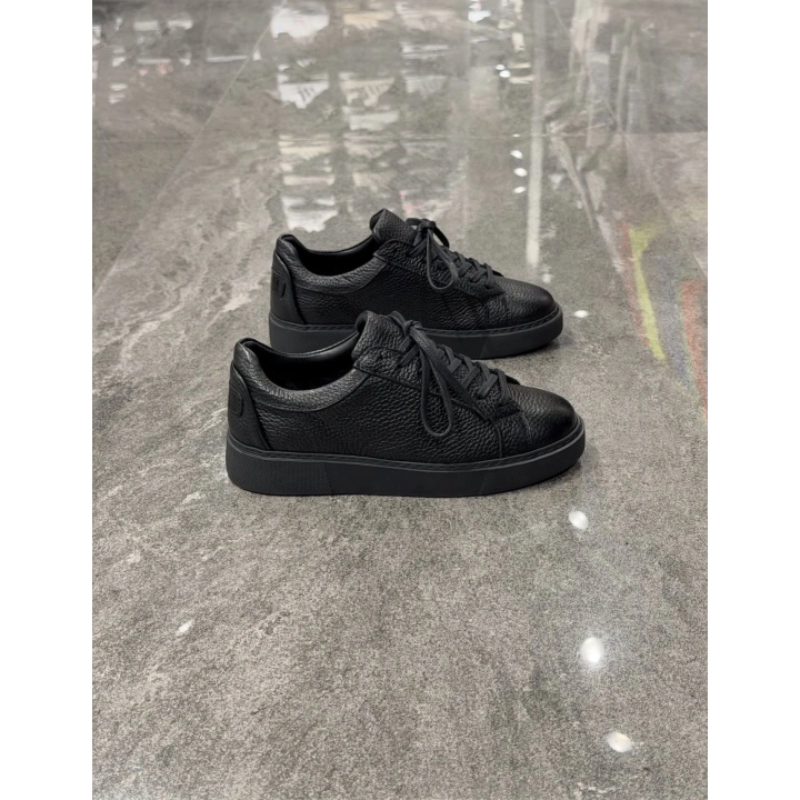 Vento Siyah Siyah Detaylı Deri Sneaker