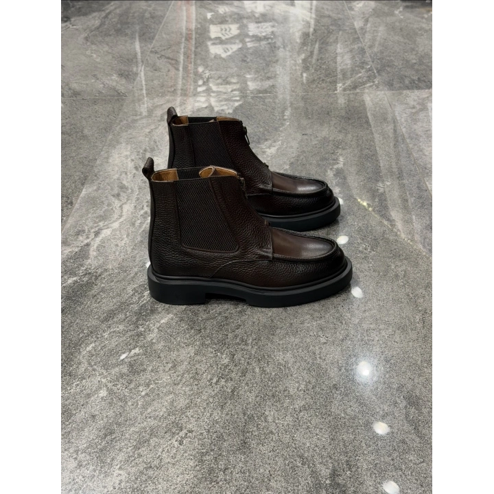Yalçın Kahve Flotur Ön Fermuarlı Deri Bot