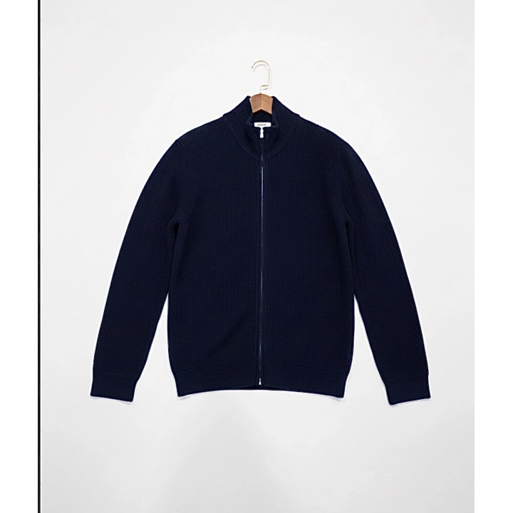 Yün Karışımlı Fermuarlı Lacivert Hırka