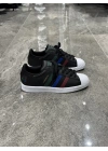 Adidas Süperstar Siyah Beyaz Renkli Çizgi Horoz Detaylı Spor Ayakkabı
