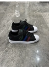 Adidas Süperstar Siyah Beyaz Renkli Çizgi Horoz Detaylı Spor Ayakkabı