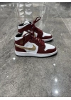 Nıke Air Jordan 1 Low Bilekli Bordo Beyaz Altın Detaylı