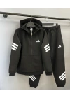Adidas Future Icons Stripes Kapüşonlu Siyah Takım