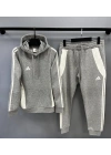 Adidas Kapüşonlu Gri Futbol Eşofman Takım