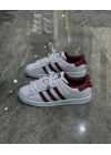 Adidas Süperstar Beyaz Bordo Spor Ayakkabı