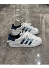 Adidas Süperstar Beyaz Laci Mavi Çizgili
