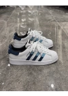 Adidas Süperstar Beyaz Laci Mavi Çizgili