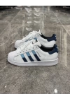 Adidas Süperstar Beyaz Laci Mavi Çizgili