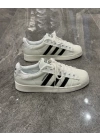 Adidas Süperstar Beyaz Siyah Paraşüt Bez Detaylı Spor Ayakkabı