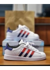 Adidas Süperstar Çift Logo Beyaz Kırmızı Laci Detaylı