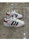 Adidas Süperstar Çift Logo Bordo Mavi Detaylı