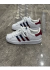Adidas Süperstar Çift Logo Bordo Mavi Detaylı