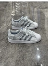 Adidas Süperstar Gri Beyaz Düğme Detaylı