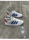 Adidas VL Court 2.0 Beyaz Mavi Kırmızı Topuk Detaylı Spor Ayakkabı