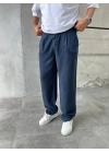 Baggy Modal Kumaş Lacivert Pantolon