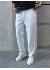 Beyaz Pamuklu Keten Pantalon