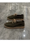 Erkek Espadril Yeşil Bağcık Detaylı Loafer Ayakkabı