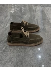 Erkek Espadril Yeşil Bağcık Detaylı Loafer Ayakkabı