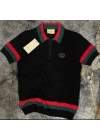 Gucci Siyah Polo Yaka Örme Triko