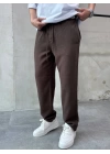 Kahve Pamuklu Keten Pantalon