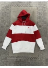 Lacoste Kırmızı Beyaz üç iplik kapüşonlu sweatshirt