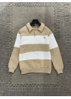 Lacoste Polo yaka krem beyaz sweatshirt