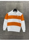 Lacoste Polo yaka Turuncu beyaz sweatshirt