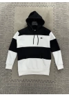 Lacoste Siyah Beyaz üç iplik kapüşonlu sweatshirt