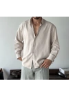 Marco Çizgili Modal Bej Gömlek