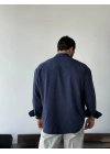 Marco Çizgili Modal Lacivert Gömlek