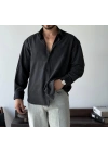 Marco Çizgili Modal Siyah Gömlek