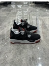Nike Jordan 4 Siyah Gri Kırmızı Taban Detaylı