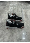 Nike Jordan 4 Siyah Gri Kırmızı Taban Detaylı