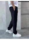 Siyah Pamuklu Keten Pantalon